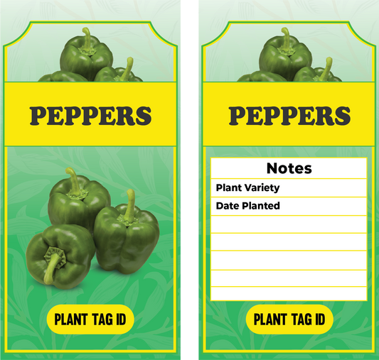 Plant Label Peppers Green - Label size 80mm width x 150mm length